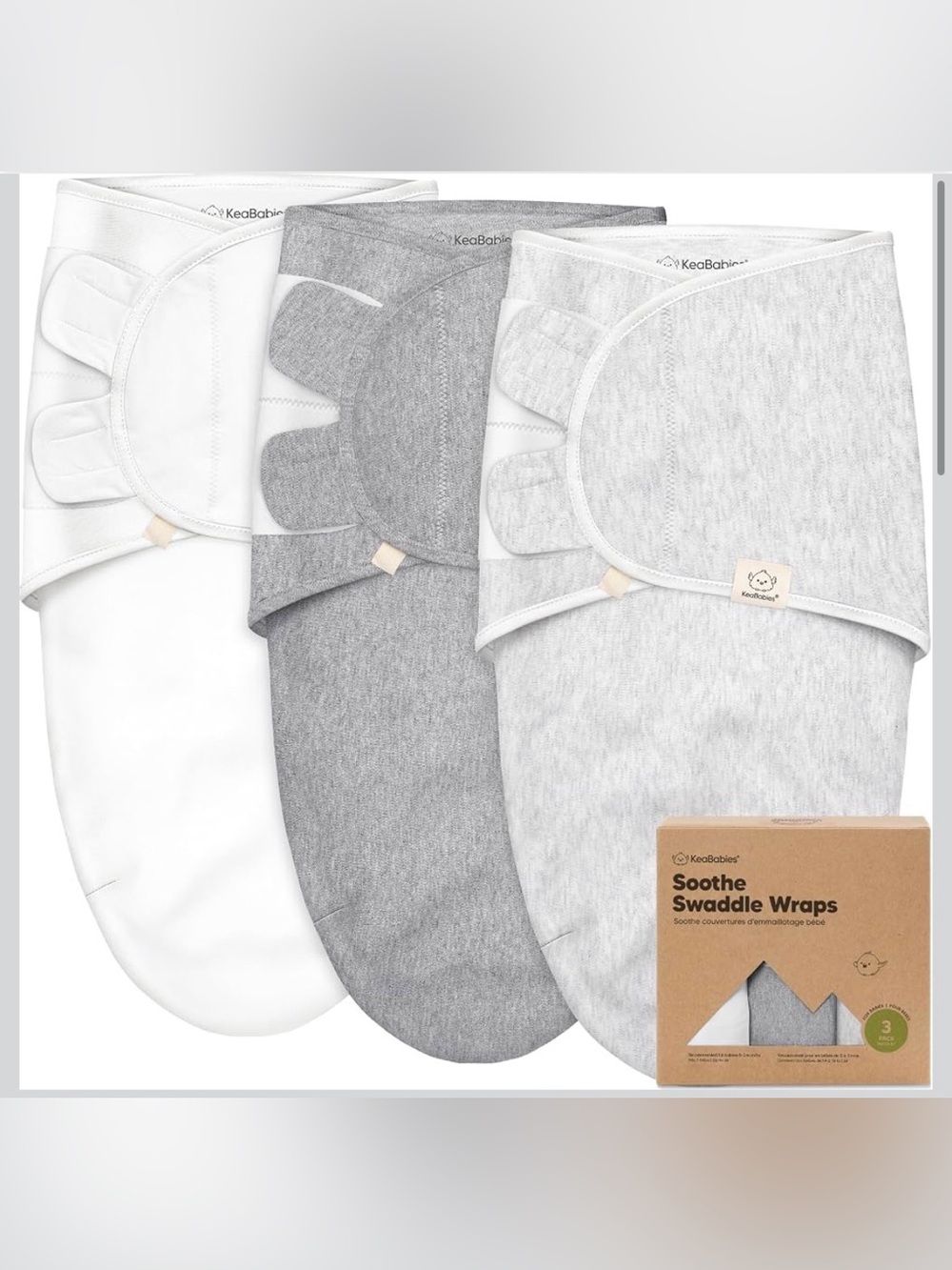 KeaBabies and SwaddleMe Baby Swaddle Set - Mint, Light Gray, White, Dark Gray